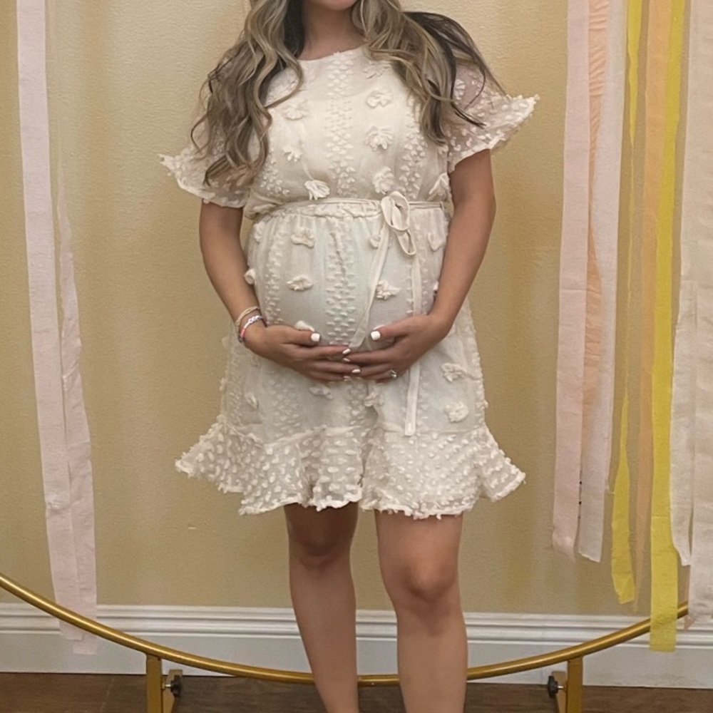 Off white boho flowy maternity dress | Pinkblush